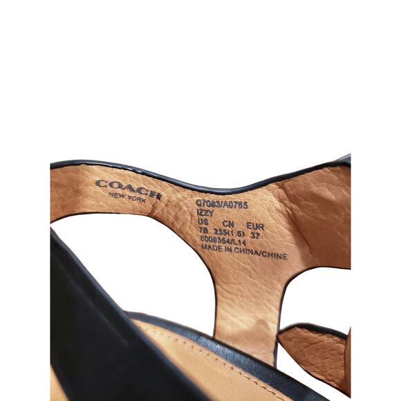 Coach Izzy Black Slingback Peep Toe Strappy Stilletto Heel Women's Size 7 - Picture 13 of 13